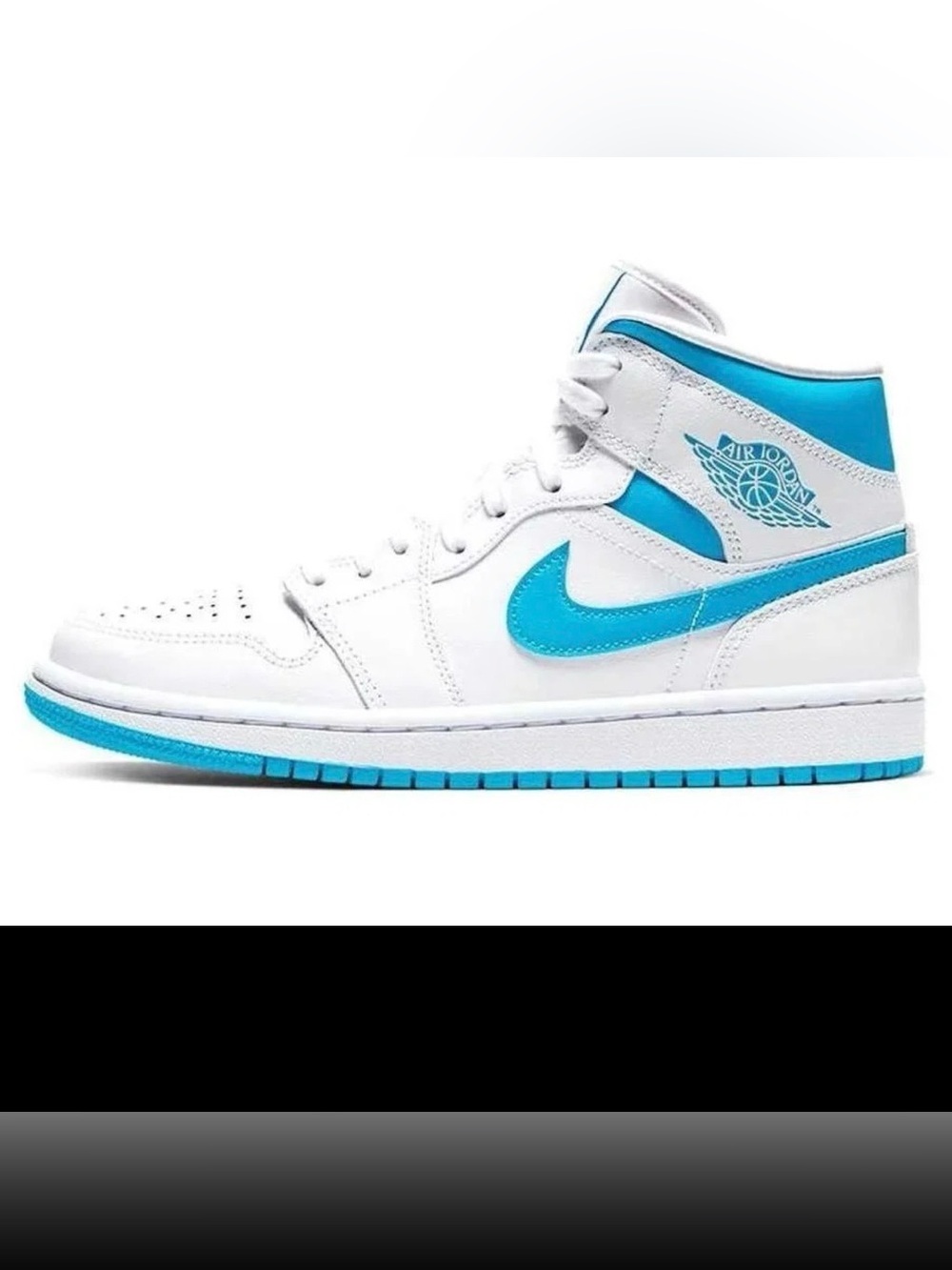 Air Jordan 1 Mid UNC White and Carolina Blue High-Top Sneakers Size 10.5